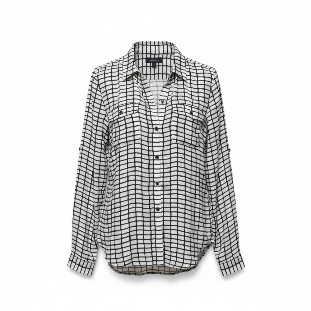 LOFT Ann Taylor Button Down Women XS Geometric Workwear Blouse Professional